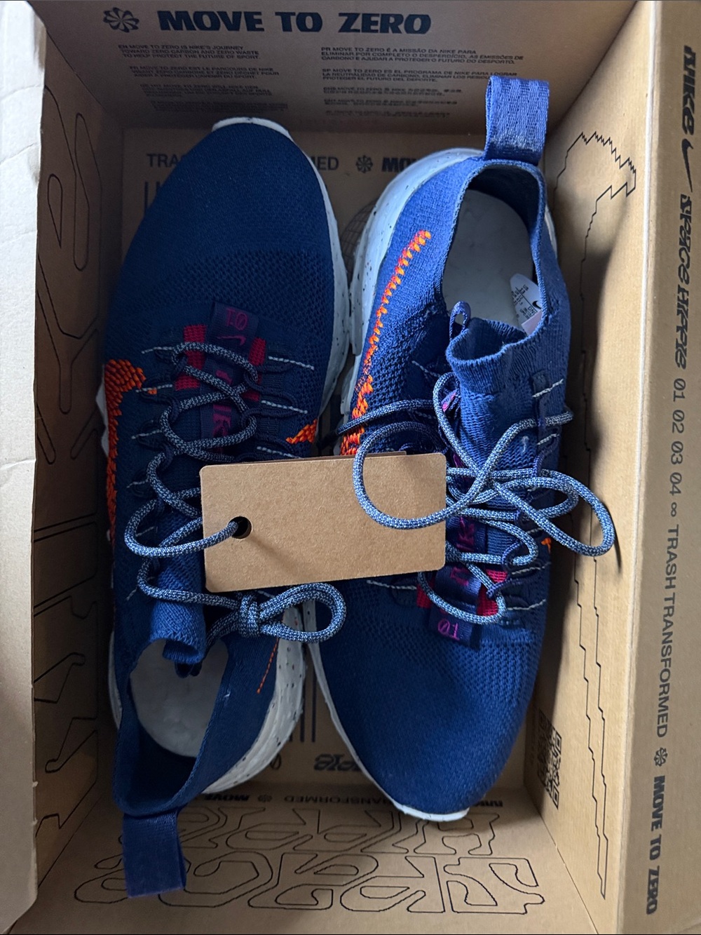 Nike Navy Knit Sneakers with Orange Stitching